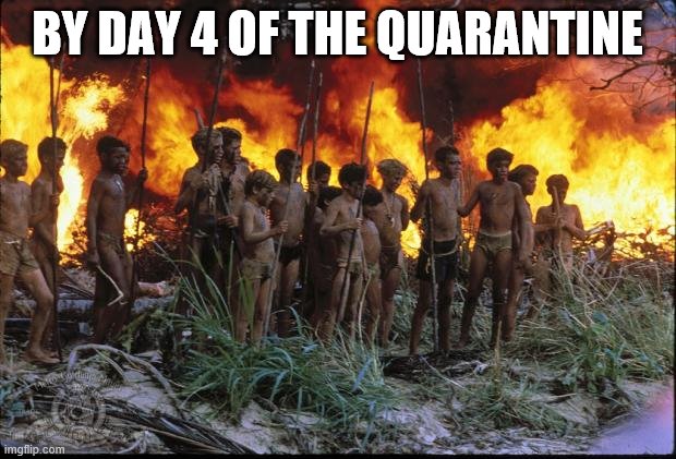 Lord of the flies | BY DAY 4 OF THE QUARANTINE | image tagged in lord of the flies | made w/ Imgflip meme maker