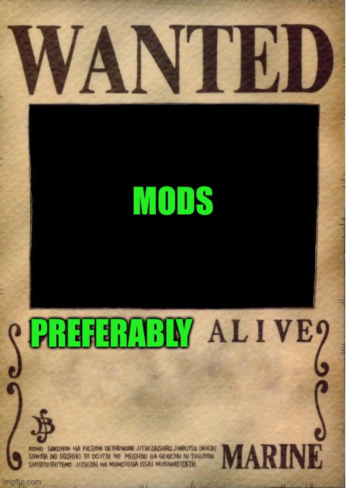 One piece wanted poster template | MODS PREFERABLY | image tagged in one piece wanted poster template | made w/ Imgflip meme maker