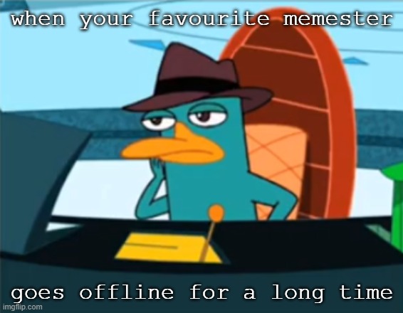 Perry the Platypus - Just No | when your favourite memester; goes offline for a long time | image tagged in perry the platypus - just no | made w/ Imgflip meme maker