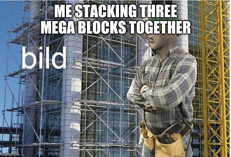 bild meme | ME STACKING THREE MEGA BLOCKS TOGETHER | image tagged in bild meme | made w/ Imgflip meme maker