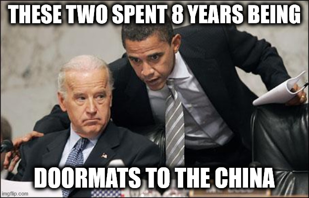 Hunter got paid though! | THESE TWO SPENT 8 YEARS BEING; DOORMATS TO THE CHINA | image tagged in obama coaches biden | made w/ Imgflip meme maker