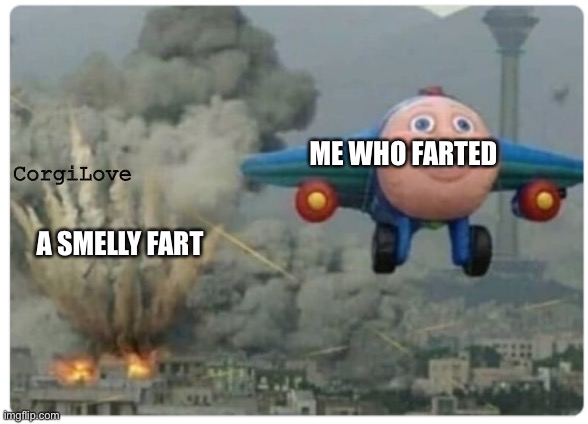 Disaster Plane | ME WHO FARTED; CorgiLove; A SMELLY FART | image tagged in disaster plane | made w/ Imgflip meme maker