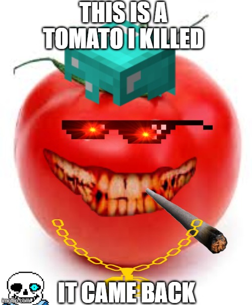 This thing will give u nightmares | THIS IS A TOMATO I KILLED; IT CAME BACK | image tagged in sans,memes,funny memes,tomato,insane,scary | made w/ Imgflip meme maker