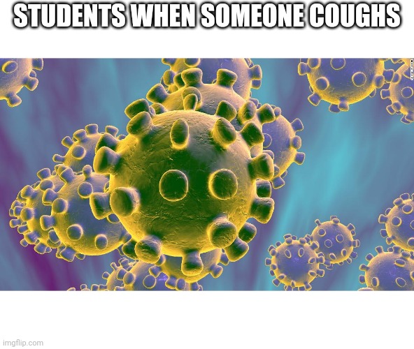 Coronavirus | STUDENTS WHEN SOMEONE COUGHS | image tagged in coronavirus | made w/ Imgflip meme maker