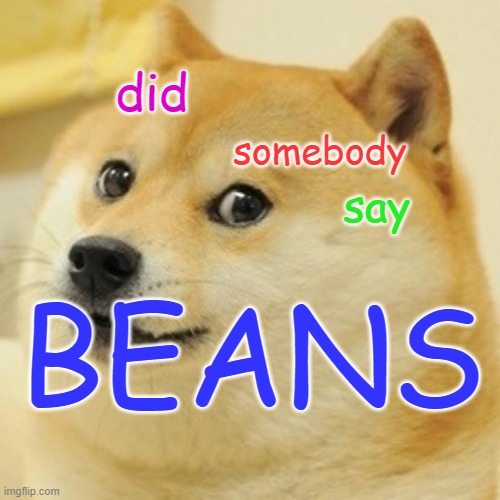 Doge Meme | did; somebody; say; BEANS | image tagged in memes,doge | made w/ Imgflip meme maker