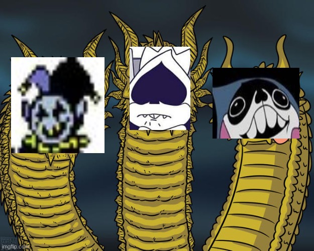 idk what da hecc i made | image tagged in three-headed dragon | made w/ Imgflip meme maker