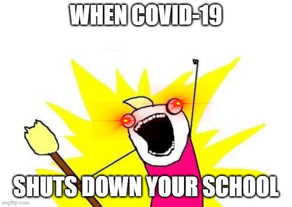 X All The Y | WHEN COVID-19; SHUTS DOWN YOUR SCHOOL | image tagged in memes,x all the y | made w/ Imgflip meme maker