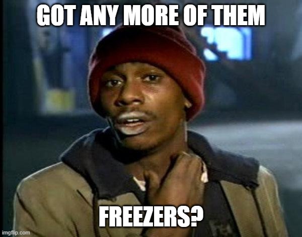 dave chappelle | GOT ANY MORE OF THEM; FREEZERS? | image tagged in dave chappelle | made w/ Imgflip meme maker