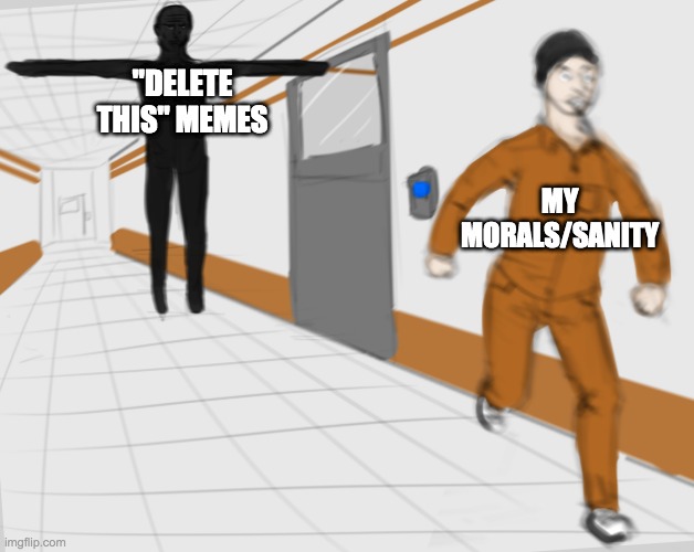 SCP Tpose |  MY MORALS/SANITY; "DELETE THIS" MEMES | image tagged in scp tpose | made w/ Imgflip meme maker