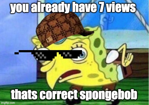 Mocking Spongebob Meme | you already have 7 views thats correct spongebob | image tagged in memes,mocking spongebob | made w/ Imgflip meme maker