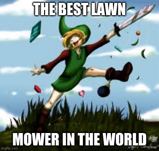 THE BEST LAWN; MOWER IN THE WORLD | image tagged in legend of zelda,gaming | made w/ Imgflip meme maker