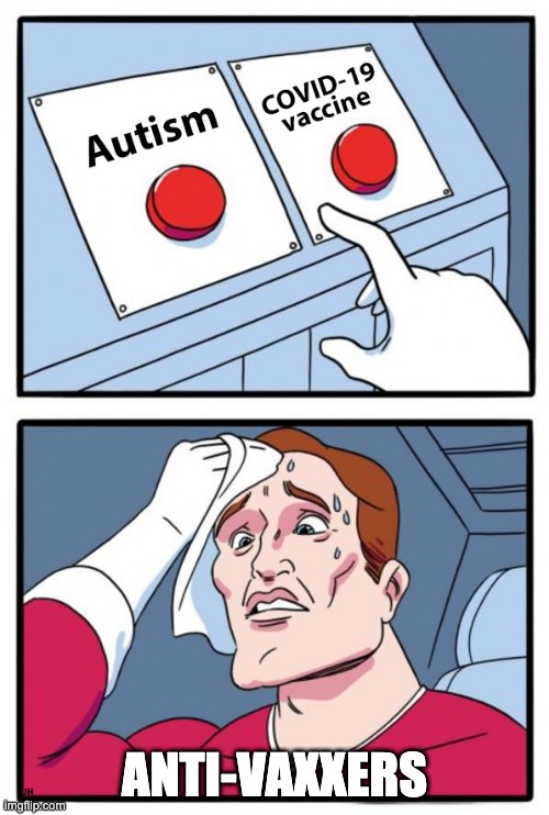 Anti-Vaxxer conundrum | ANTI-VAXXERS | image tagged in anti-vaxxer,covid-19,two buttons,decision | made w/ Imgflip meme maker