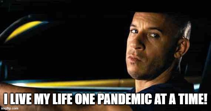 Vin diesel | I LIVE MY LIFE ONE PANDEMIC AT A TIME! | image tagged in vin diesel | made w/ Imgflip meme maker