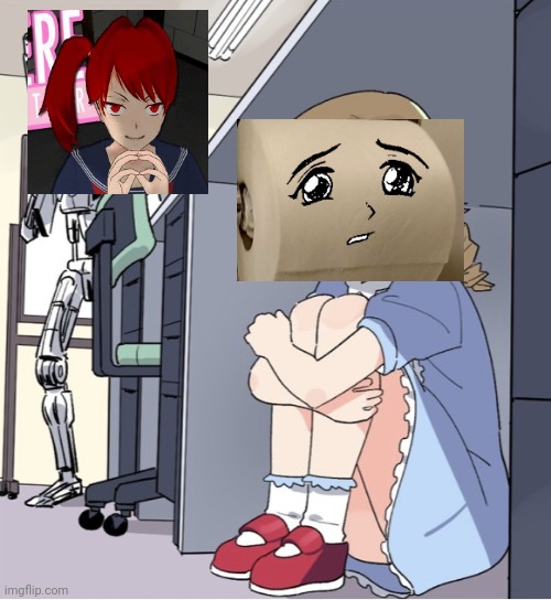 Yandares on the daily | image tagged in anime girl hiding from terminator | made w/ Imgflip meme maker