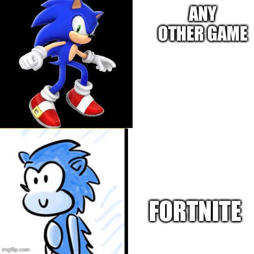 Credit Goes to miles_tailes_plower | ANY OTHER GAME; FORTNITE | image tagged in sonic comparison chart | made w/ Imgflip meme maker