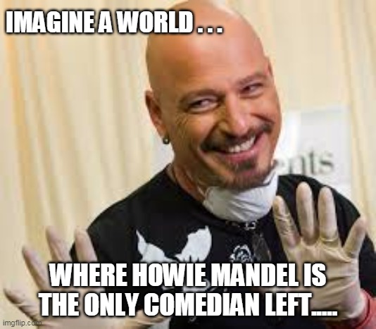 IMAGINE A WORLD . . . WHERE HOWIE MANDEL IS THE ONLY COMEDIAN LEFT..... | image tagged in funny | made w/ Imgflip meme maker