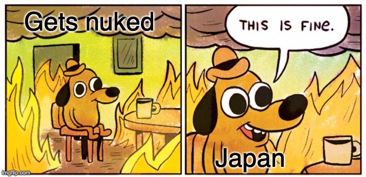This Is Fine Meme | Gets nuked; Japan | image tagged in memes,this is fine | made w/ Imgflip meme maker