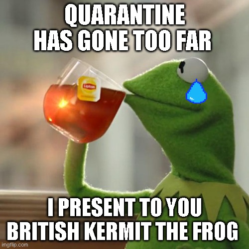 But That's None Of My Business | QUARANTINE HAS GONE TOO FAR; I PRESENT TO YOU BRITISH KERMIT THE FROG | image tagged in memes,but thats none of my business,kermit the frog | made w/ Imgflip meme maker