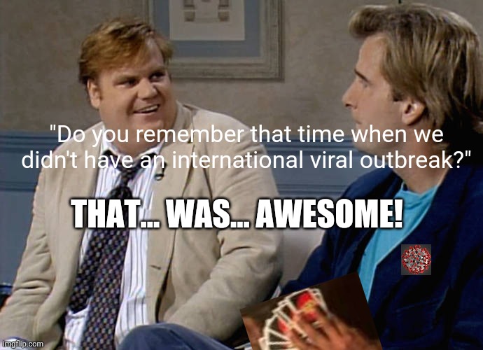 Remember that time | "Do you remember that time when we didn't have an international viral outbreak?"; THAT... WAS... AWESOME! | image tagged in remember that time,coronavirus,chris farley,mrjiggfly,covid-19,earth | made w/ Imgflip meme maker