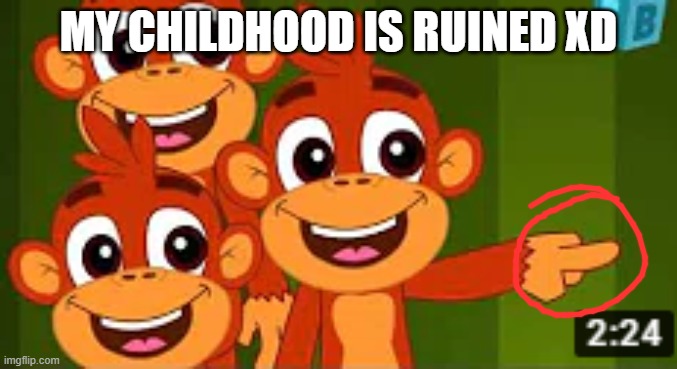 Monkeys | MY CHILDHOOD IS RUINED XD | image tagged in monkeys | made w/ Imgflip meme maker