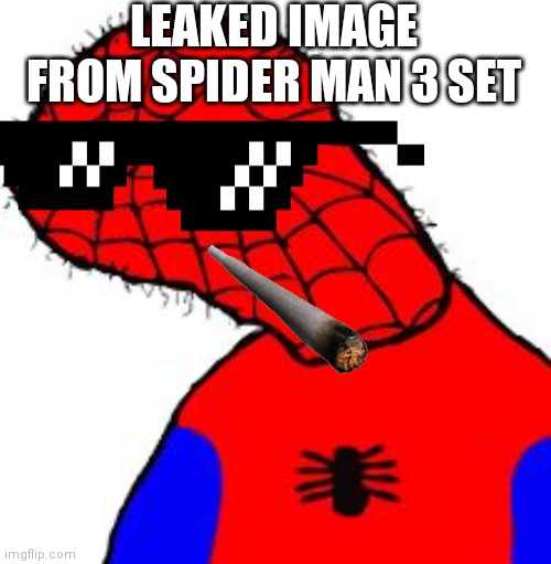 Spooder man | LEAKED IMAGE FROM SPIDER MAN 3 SET | image tagged in spooder man | made w/ Imgflip meme maker