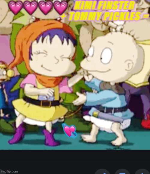 KIMI FINSTER AND TOMMY PICKLES DANCING! | KIMI FINSTER + TOMMY PICKLES =; 💗💗💗💗; 💘 | image tagged in kimi finster and tommy pickles dancing | made w/ Imgflip meme maker