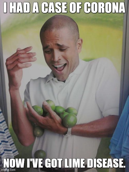 Why Can't I Hold All These Limes Meme | I HAD A CASE OF CORONA NOW I'VE GOT LIME DISEASE. | image tagged in memes,why can't i hold all these limes | made w/ Imgflip meme maker