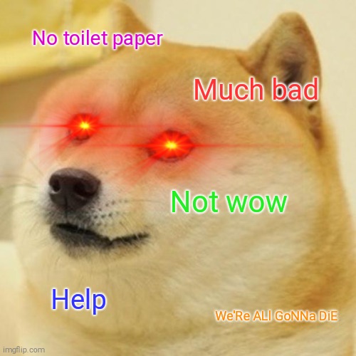 Doge Meme | No toilet paper; Much bad; Not wow; Help; We'Re ALl GoNNa DiE | image tagged in memes,doge | made w/ Imgflip meme maker