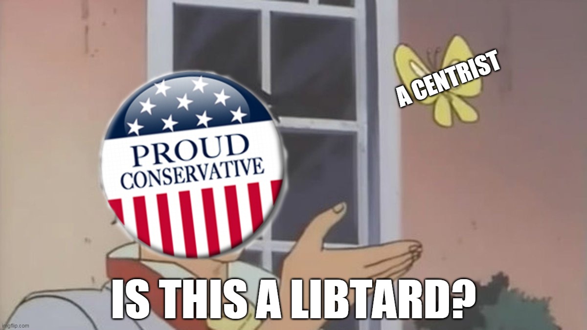 Is This A Libtard? | A CENTRIST; IS THIS A LIBTARD? | image tagged in memes,is this a pigeon,liberal vs conservative,centrism,conservatives,liberalism | made w/ Imgflip meme maker