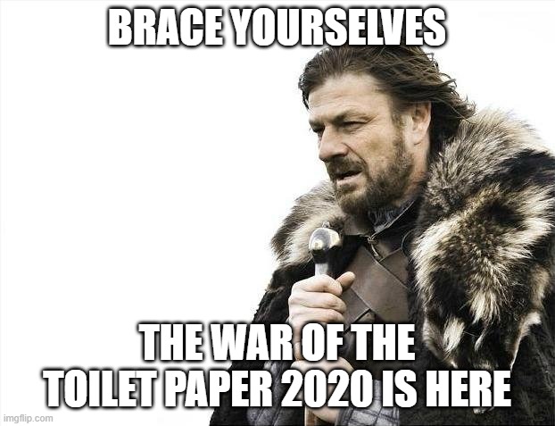 Brace Yourselves X is Coming Meme | BRACE YOURSELVES; THE WAR OF THE TOILET PAPER 2020 IS HERE | image tagged in memes,brace yourselves x is coming | made w/ Imgflip meme maker