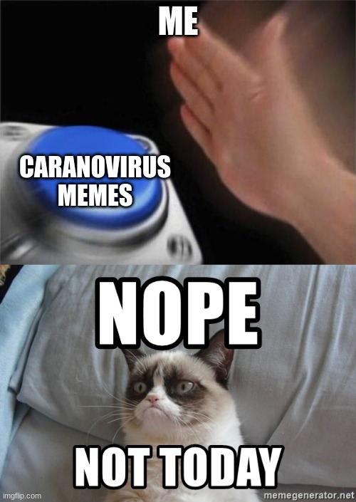 ME; CARANOVIRUS MEMES | image tagged in memes,blank nut button | made w/ Imgflip meme maker