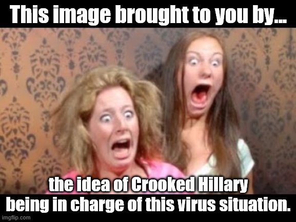 I shudder at the thought | This image brought to you by... the idea of Crooked Hillary being in charge of this virus situation. | image tagged in coronavirus | made w/ Imgflip meme maker
