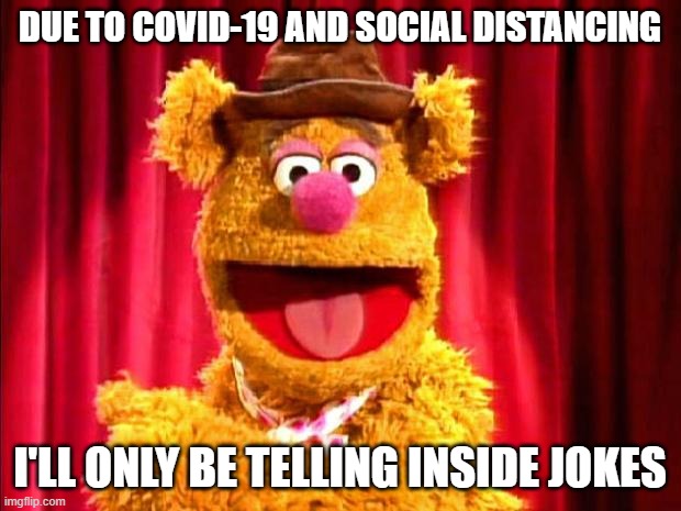Fozzie Bear Joke | DUE TO COVID-19 AND SOCIAL DISTANCING; I'LL ONLY BE TELLING INSIDE JOKES | image tagged in fozzie bear joke,covid-19,inside joke,bad pun | made w/ Imgflip meme maker