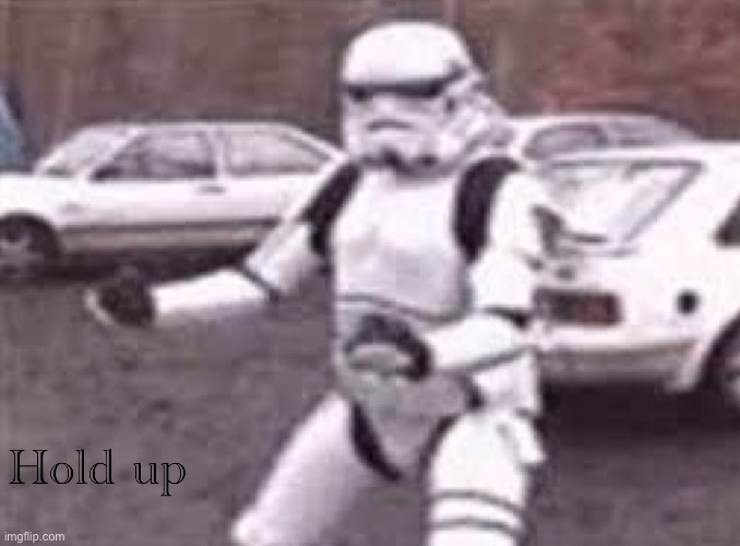 Stormtrooper hold up | image tagged in stormtrooper hold up | made w/ Imgflip meme maker