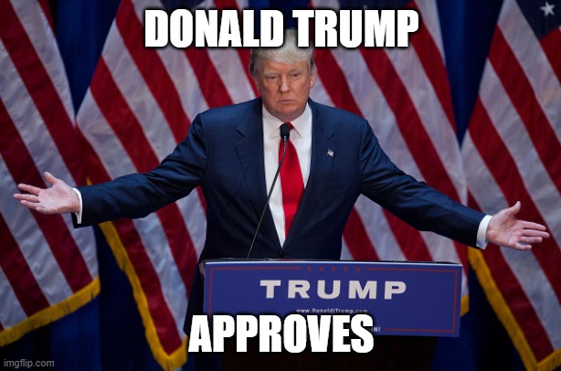 Donald Trump | DONALD TRUMP APPROVES | image tagged in donald trump | made w/ Imgflip meme maker