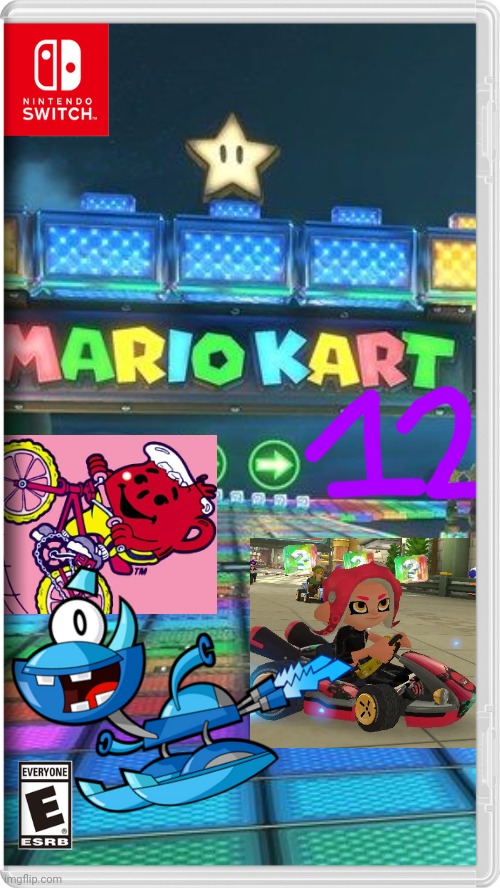Mario Kart 12: you can play as everyone from previous Mario karts now, and new racers are octoling and the Kool aid man | image tagged in kool aid man,mario kart,octoling,mixels,memes | made w/ Imgflip meme maker