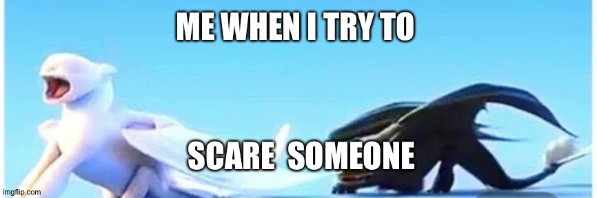 ME WHEN I TRY TO; SCARE  SOMEONE | image tagged in how to train your dragon | made w/ Imgflip meme maker