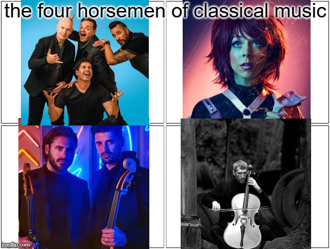 Blank Comic Panel 2x2 Meme | the four horsemen of classical music | image tagged in memes,blank comic panel 2x2 | made w/ Imgflip meme maker