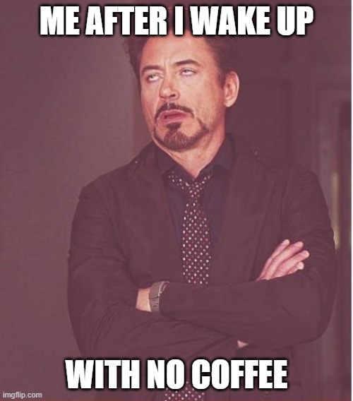 Face You Make Robert Downey Jr | ME AFTER I WAKE UP; WITH NO COFFEE | image tagged in memes,robert downey jr,morning,coffee,life | made w/ Imgflip meme maker