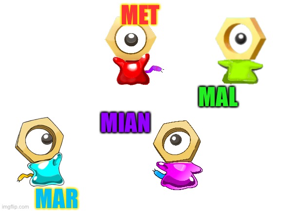 meltan ocs | MET; MAL; MIAN; MAR | image tagged in blank white template | made w/ Imgflip meme maker