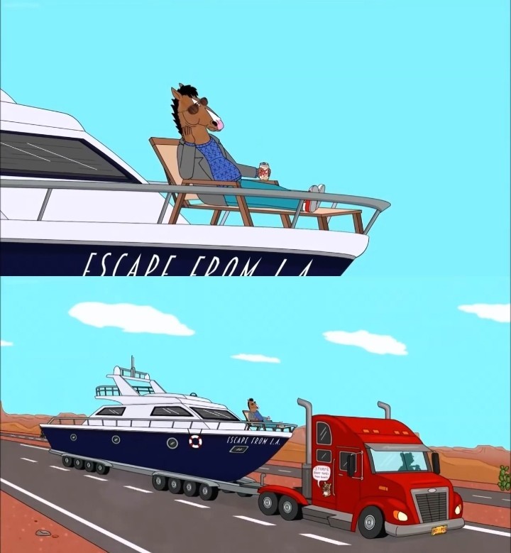 Bojack and his boat Blank Meme Template
