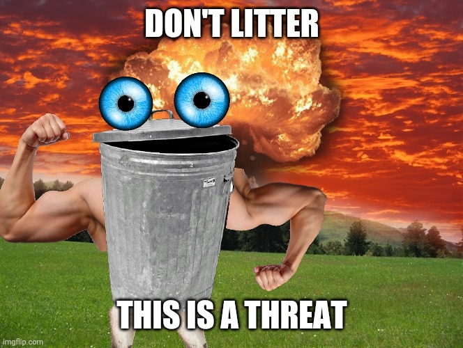 Don't litter | DON'T LITTER; THIS IS A THREAT | image tagged in trash,memes,threats,photoshop | made w/ Imgflip meme maker