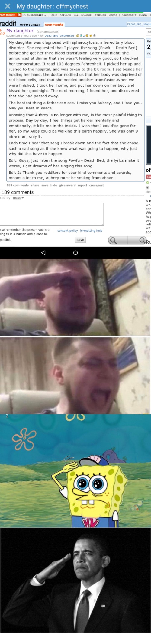 image tagged in obama-salute,spongebob salute,crying salute | made w/ Imgflip meme maker