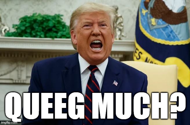 QUEEG MUCH? | image tagged in trump,politics,coronavirus | made w/ Imgflip meme maker