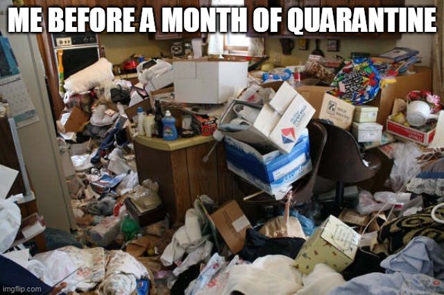 Dirty house | ME BEFORE A MONTH OF QUARANTINE | image tagged in dirty house | made w/ Imgflip meme maker