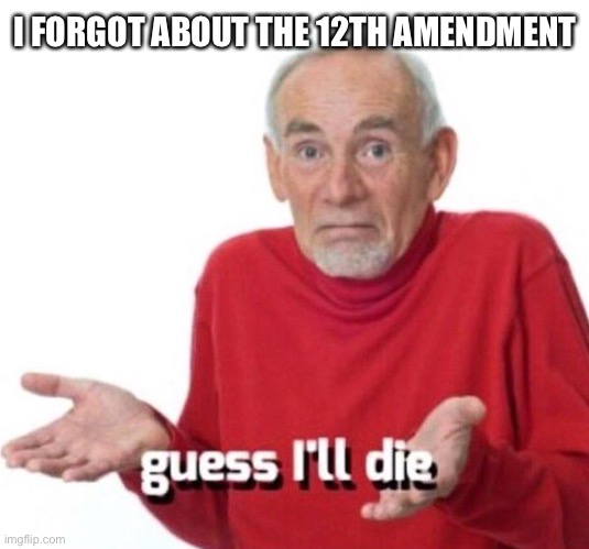 When they school you in Con Law! | I FORGOT ABOUT THE 12TH AMENDMENT | image tagged in guess ill die,constitution,us constitution,the daily struggle imgflip edition,first world imgflip problems,politics lol | made w/ Imgflip meme maker