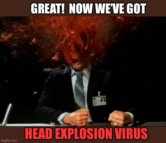head explode | GREAT!  NOW WE’VE GOT HEAD EXPLOSION VIRUS | image tagged in head explode | made w/ Imgflip meme maker