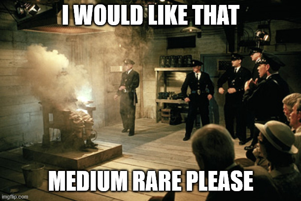 I WOULD LIKE THAT; MEDIUM RARE PLEASE | image tagged in percy's bbq | made w/ Imgflip meme maker