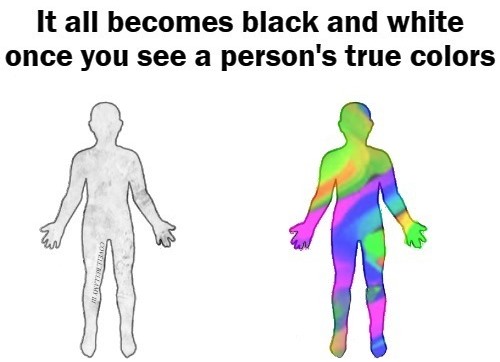 High Quality All Black And White Person's True Colors Blank Meme Template