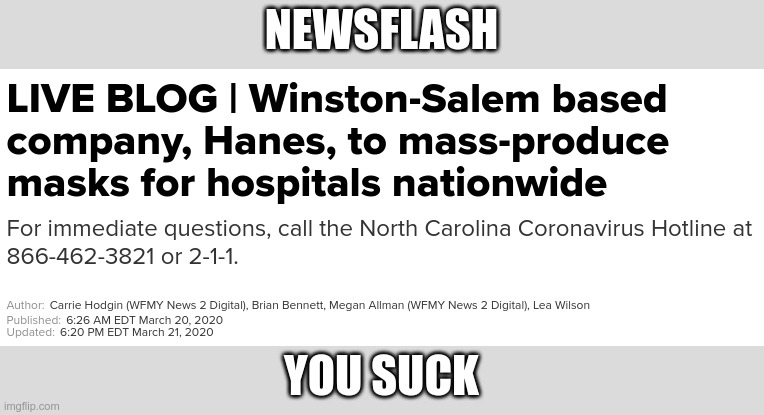 NEWSFLASH YOU SUCK | made w/ Imgflip meme maker
